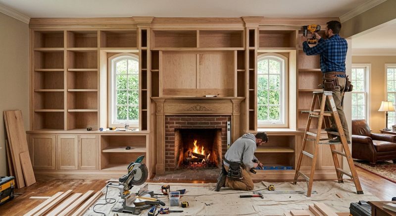Built In Bookshelves Installation in Durham, NC